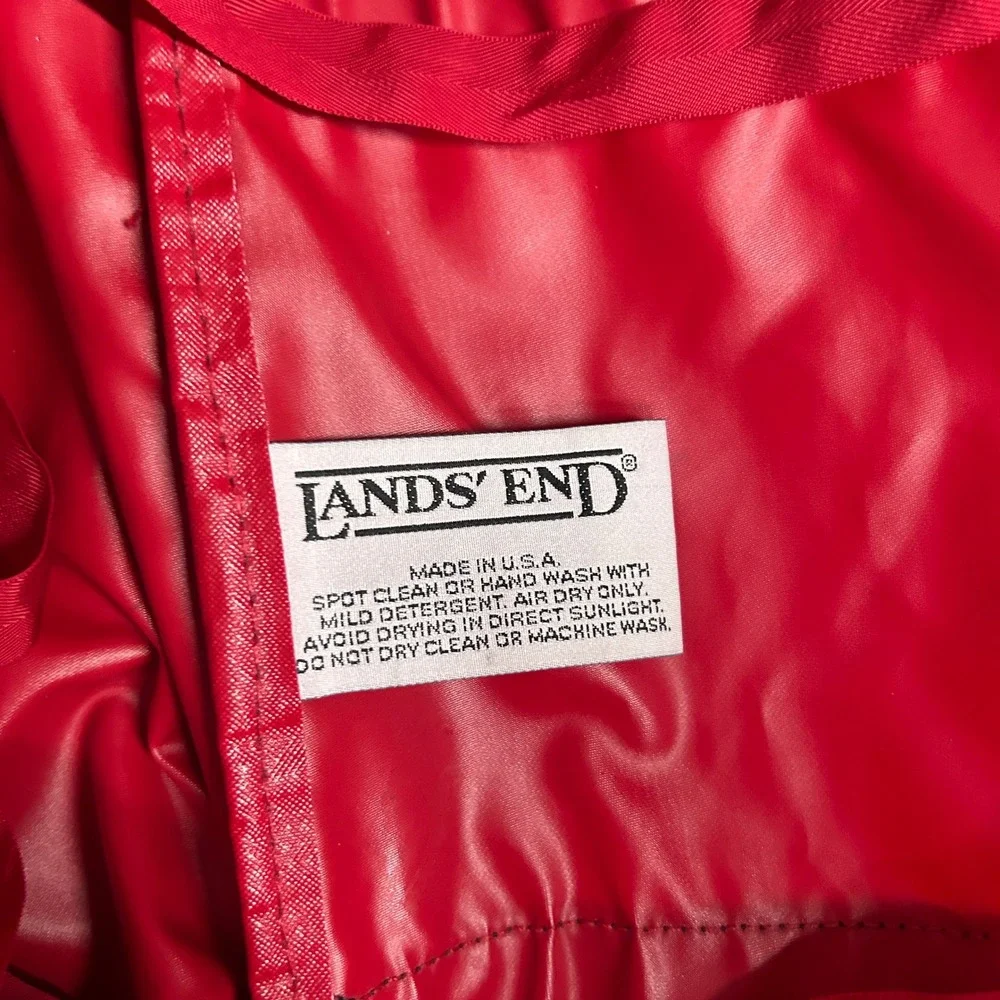 Lands' End Vintage Duffel Bag Carry-On Red Navy Blue Gorpcore Prep Made in USA